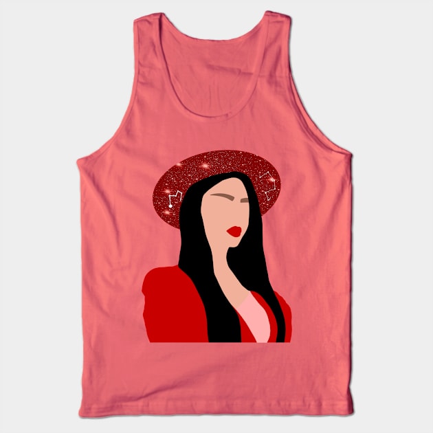 Red Lady 3 Tank Top by Miruna Mares